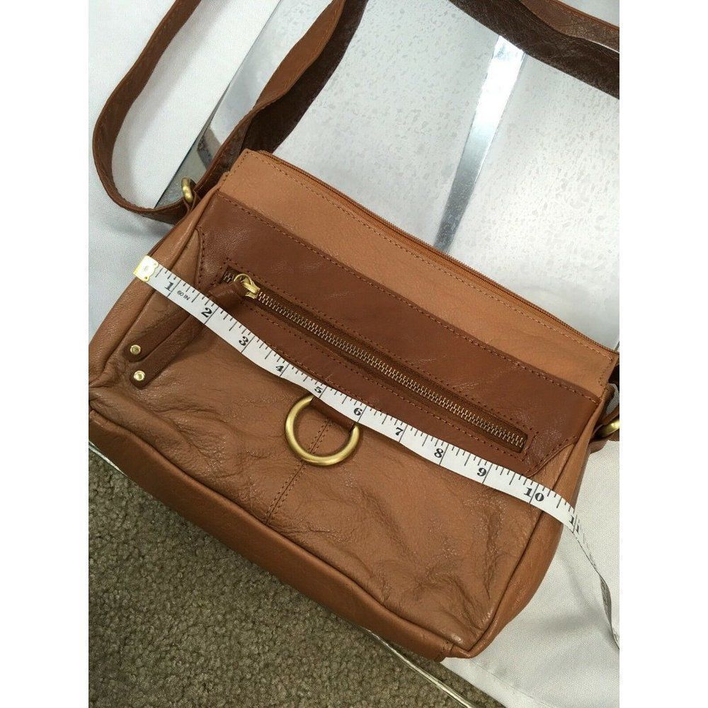 GREAT American Leather Works Crossbody Shoulder Bag Purse Handbag Tan Brown VGC - Picture 6 of 9
